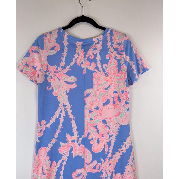 Lilly Pulitzer Womens Dress Blue Declan Floral Shift Short Sleeve A Line Small - Picture 9 of 10